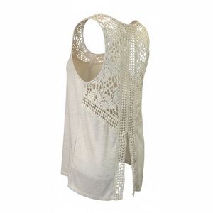Mossimo Ivory Crochet Lace Back Split Tank Top Sleeveless Boho Flowy Size L